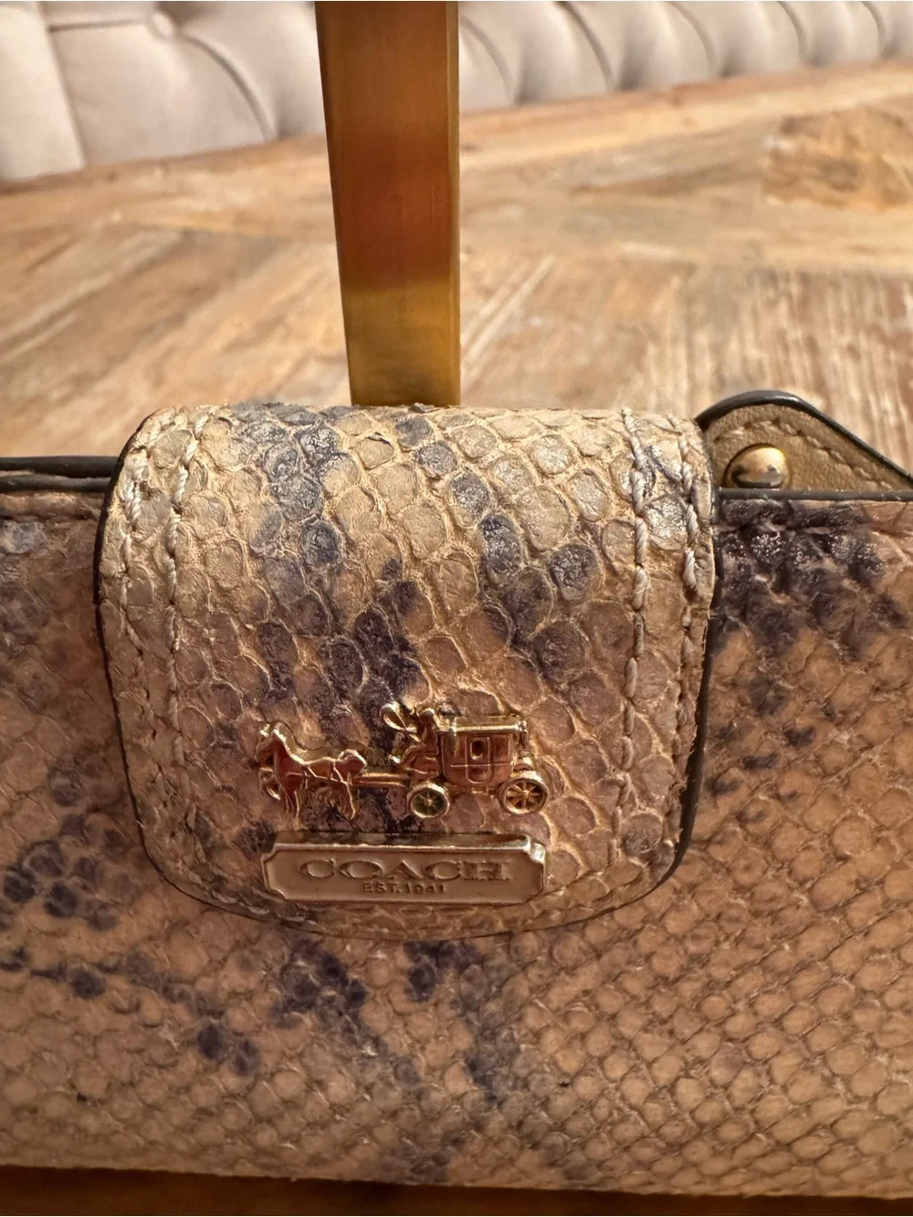 Coach Madison Python-Embossed Leather Slim Envelope Wallet.